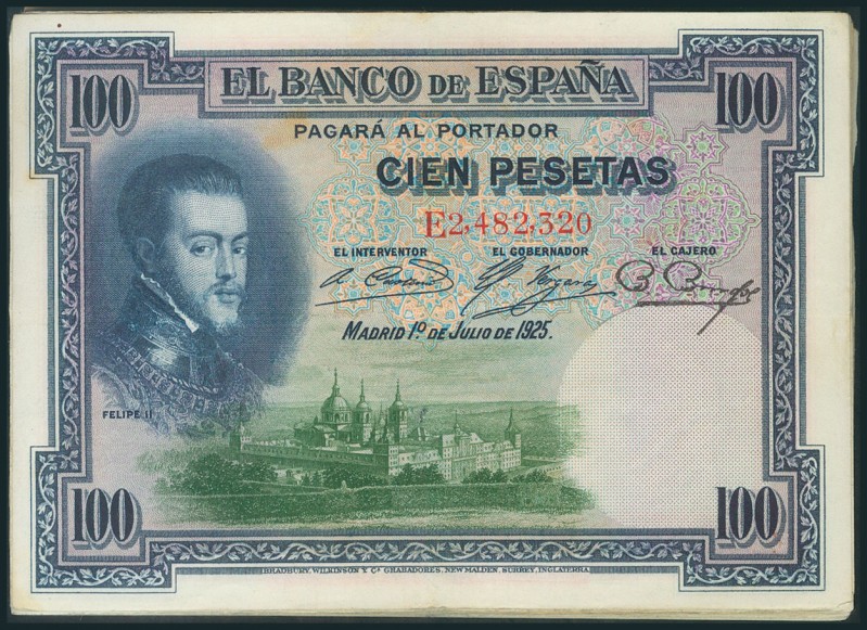 Conjunto de 24 billetes de 100 Pesetas emitidos el 1 de Julio de 1925 con divers...