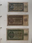 Conjunto de 44 billetes del Banco de España emitidos en diversas fechas de emisión, cantidades, series y calidades. A EXAMINAR.