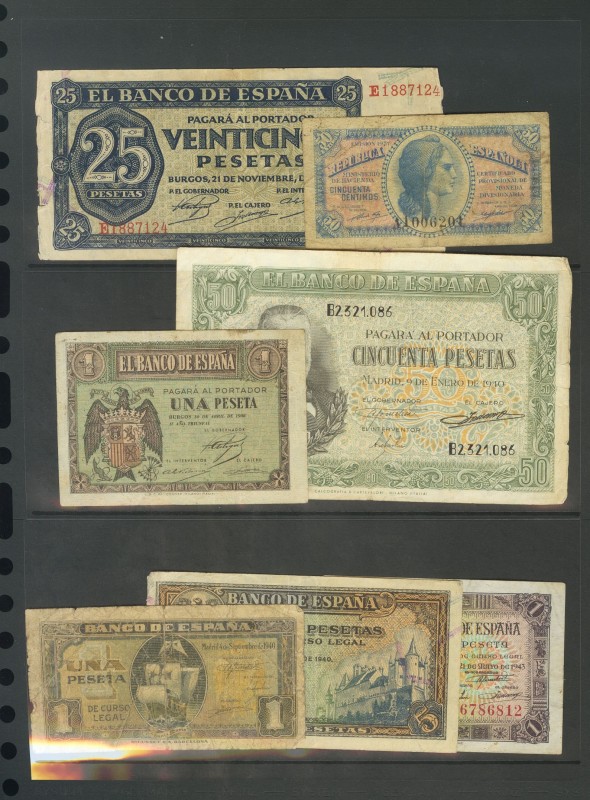 Conjunto de billetes del Banco de España y de distintos países extranjeros. A EX...