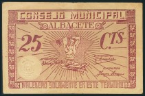 ALBACETE. 25 Céntimos. (1938ca). (González: 127). MBC.