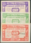 ALCAÑIZ (TERUEL). 25 Céntimos, 50 Céntimos y 1 Peseta. Junio 1937. (González: 299/01). EBC.