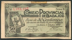BADAJOZ. 50 Céntimos. 1 de Octubre de 1937. Serie B. (González: 835). MBC.