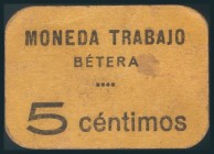 BETERA (VALENCIA). 5 Céntimos. (González: 1194). Raro. MBC. (coincide con el fotografiado en la obra de Rafael González Hidalgo).