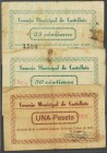 CASTELLOTE (TERUEL). 25 Céntimos, 50 Céntimos y 1 Peseta. 5 de Septiembre de 1937. (González: 1791/93). BC/RC.
