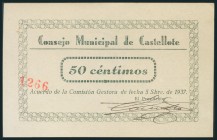 CASTELLOTE (TERUEL). 50 Céntimos. 5 de Septiembre de 1937. (González: 1792). EBC+.