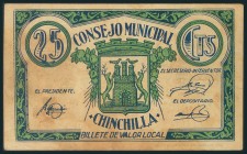 CHINCHILLA (ALBACETE). 25 Céntimos. (1938ca). (González: 1921). MBC.
