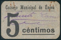 ENOVA (VALENCIA). 5 Céntimos. (1938ca). (González: 2304). Muy raro. EBC. (coincide con el fotografiado en la obra de Rafael González Hidalgo).