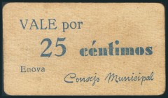 ENOVA (VALENCIA). 25 Céntimos. (1938ca). (González: 2307). Rarísimo. EBC.
