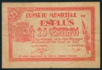 ESPLUS (HUESCA). 25 Céntimos. 1 de Enero de 1938. (González: 2345). EBC.