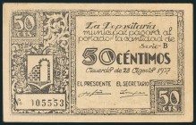 GRAUS (HUESCA). 50 Céntimos. 28 de Agosto de 1937. (González: 2728). EBC+.