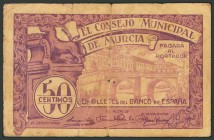 MURCIA. 50 Céntimos. (1938ca). Serie B. (González: 3772). RC.