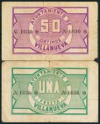 VILLANUEVA (MURCIA). 50 Céntimos y 1 Peseta. 18 de Julio de 1937. (González: 5594/95). RC.