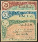 ALELLA (BARCELONA). 25 Céntimos, 50 Céntimos y 1 Peseta. (1938ca). (González: 6158/60). MBC/EBC.