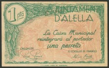 ALELLA (BARCELONA). 1 Peseta. (1938ca). (González: 6160). MBC.