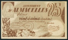 ALMACELLES (LERIDA). 25 Céntimos. Octubre 1937. (González: 6207). EBC.