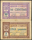 ANGLES (GERONA). 50 Céntimos y 1 Peseta. 22 de Junio de 1937. (González: 6290/91). MBC.