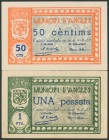 ANGLES (GERONA). 50 Céntimos y 1 Peseta. 9 de Noviembre de 1937. (González: 6293/94). EBC.