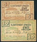 ARTES (BARCELONA). 5 Céntimos y 10 Céntimos. (1938ca). (González: 6413, 6414). MBC.