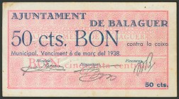 BALAGUER (LERIDA). 50 Céntimos. 5 de Marzo de 1937. (González: 6484). MBC+.