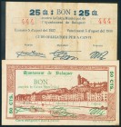 BALAGUER (LERIDA). 25 Céntimos y 50 Céntimos. 5 de Agosto de 1937. (González: 6486/87). MBC/EBC.
