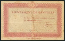 BANYOLES (BARCELONA). 50 Céntimos. 1937. Serie A. (González: 6505). MBC.