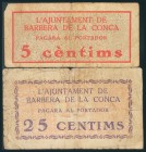 BARBERA DE LA CONCA (TARRAGONA). 5 Céntimos y 25 Céntimos. (1938ca). (González: 6517/18). RC.