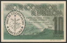 BARCELONA-UNIO DE COOPERADORS. 10 Céntimos. 14 de Septiembre de 1937. (González: 6878). EBC.