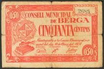 BERGA (BARCELONA). 50 Céntimos. 10 de Mayo de 1937. (González: 7037). RC.