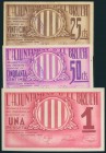BRUCH (BARCELONA). 25 Céntimos, 50 Céntimos y 1 Peseta. Septiembre 1937. (González: 7206/08). EBC.