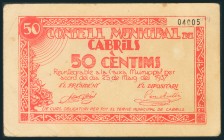CABRILS (BARCELONA). 50 Céntimos. Mayo 1937. (González: 7243). EBC.