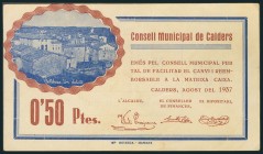 CALDERS (BARCELONA). 50 Céntimos. Agosto 1937. (González: 7272). Raro. EBC.