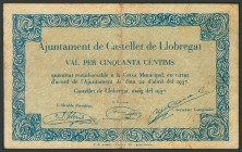 CASTELLET DE LLOBREGAT (BARCELONA). 50 Céntimos. Mayo 1937. Serie A. (González: 7450). MBC.