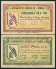 CORBERA DE LLOBREGAT (BARCELONA). 50 Céntimos y 1 Peseta. 6 de Mayo de 1937. (González: 7672/73). EBC.
