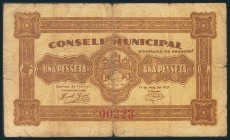 ESPLUGA DE FRANCOLI (TARRAGONA). 1 Peseta. 14 de Mayo de 1937. (González: 7773). RC.