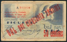 FIGUERES (GERONA). 50 Céntimos. 31 de Mayo de 1937. Serie A. (González: 7851).