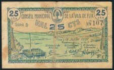 FLIX (TARRAGONA). 25 Céntimos. 19 de Junio de 1937. Serie D. (González: 7886). RC.
