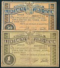 FONTS DE SACALM (GERONA). 50 Céntimos y 1 Peseta. 12 de Mayo de 1937. (González: 7913, 7914). BC.