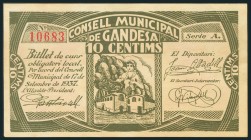 GANDESA (TARRAGONA). 10 Céntimos. 17 de Septiembre de 1937. Serie A. (González: 7961). EBC+.
