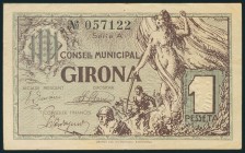 GIRONA. 1 Peseta. Abril 1937. Serie A. (González: 8030). EBC.