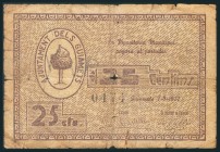 GUIAMETS (TARRAGONA). 25 Céntimos. 7 de Agosto de 1937. (González: 8161). RC.