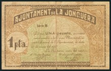 JONQUERA (GERONA). 1 Peseta. 21 de Marzo de 1937. Serie B. (González: 8279). BC.