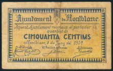 MONTBLANC (TARRAGONA). 50 Céntimos. 8 de Junio de 1937. (González: 8749). BC.