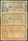 OLESA DE MONTSERRAT (BARCELONA). 25 Céntimos, 50 Céntimos y 1 Peseta. 18 de Mayo de 1937. (González: 8922/24). BC.