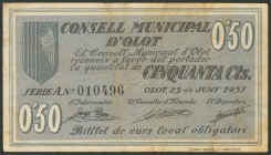 OLOT (GERONA). 50 Céntimos. 23 de Junio de 1937. Serie A. (González: 8952). MBC.