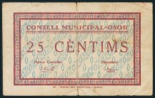 OSOR (GERONA). 25 Céntimos. (1938ca). (González: 9058). BC.
