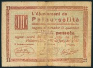 PALAU-SOLITA (BARCELONA). 1 Peseta. 30 de Junio de 1937. (González: 9130). RC.