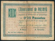 POLINYA (BARCELONA). 25 Céntimos. 18 de Mayo de 1937. (González: 9360). Raro. RC.