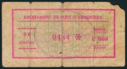 PONT D´ARMENTERA (TARRAGONA). 50 Céntimos. 7 de Septiembre de 1937. (González: 9366). RC.