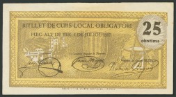 PUIG-ALT DE TER (GERONA). 25 Céntimos. 4 de Julio de 1937. (González: 9478). EBC.