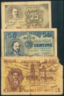 REUS (TARRAGONA). 25 Céntimos, 50 Céntimos y 1 Peseta. 14 de Mayo de 1937. Serie C el de 25 cts y A, los otros dos. (González: 9550, 9554, 9560). BC/R...